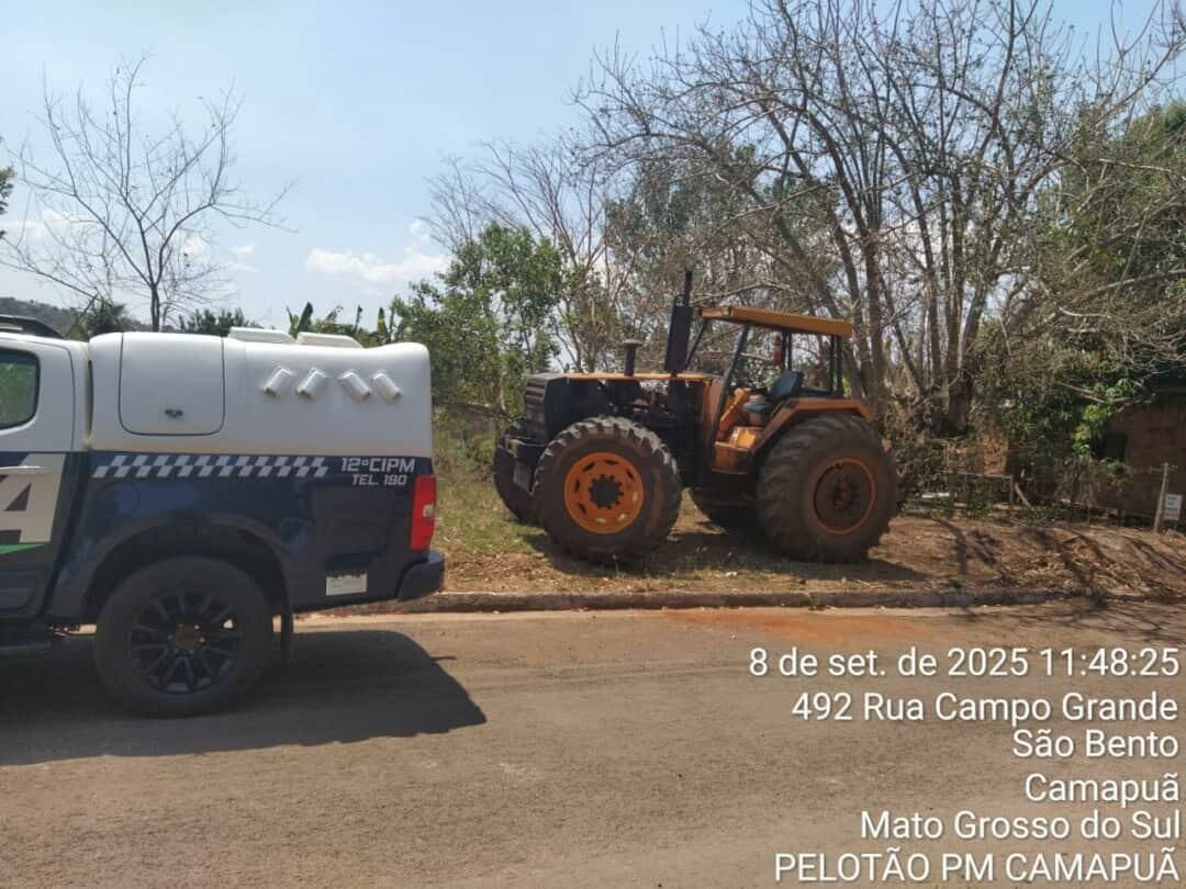 Imagem de compartilhamento para o artigo  Avaliado em R$ 100 mil, trator furtado é localizado em Camapuã da MS Todo dia